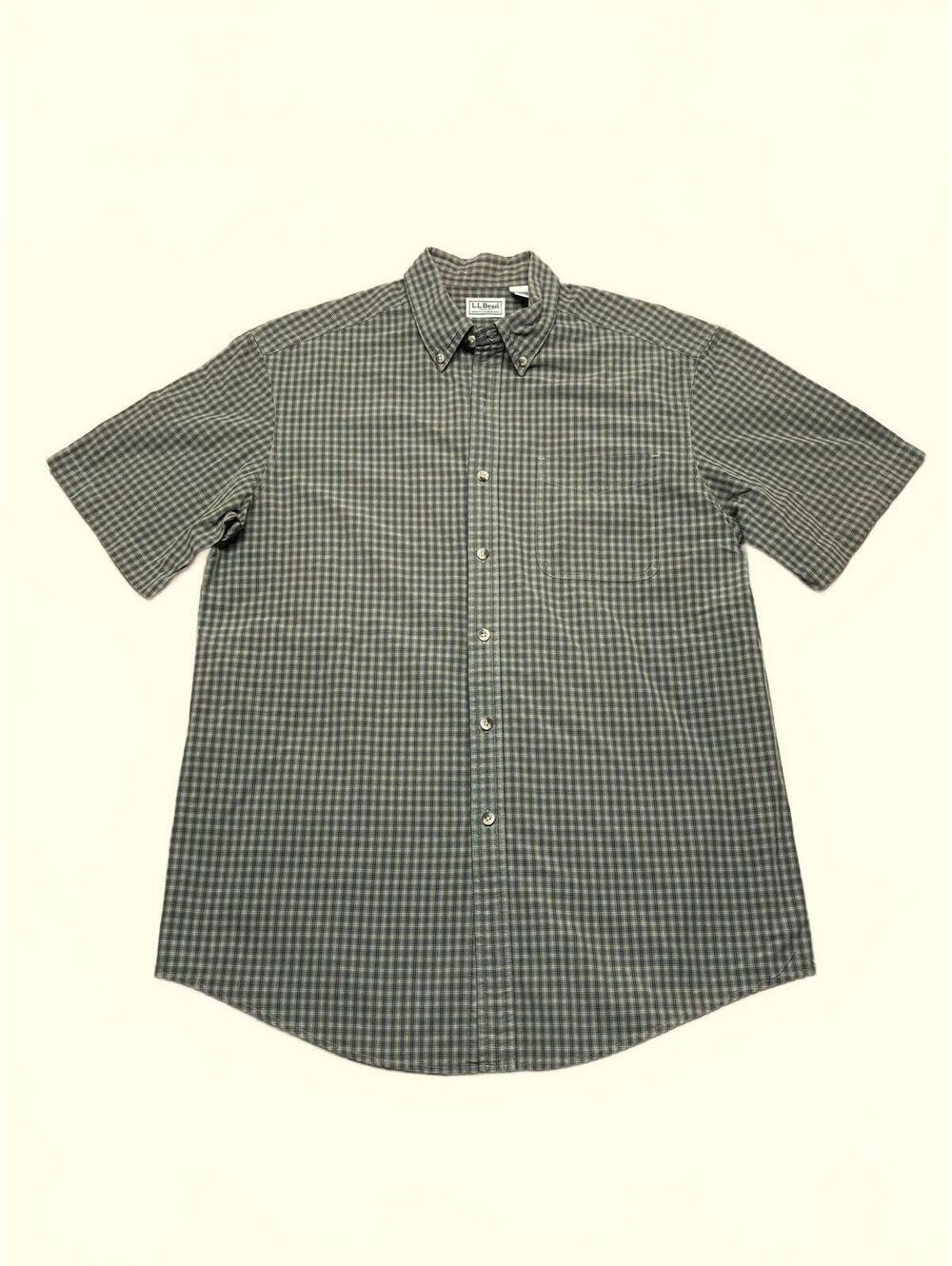 L.L. Bean Men's Short Sleeve Button-Up Shirt Checkered Print